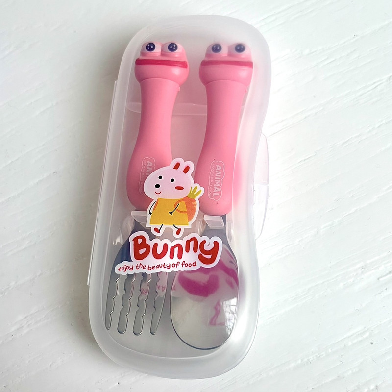 قاشق چنگال کودک مدل pink animal