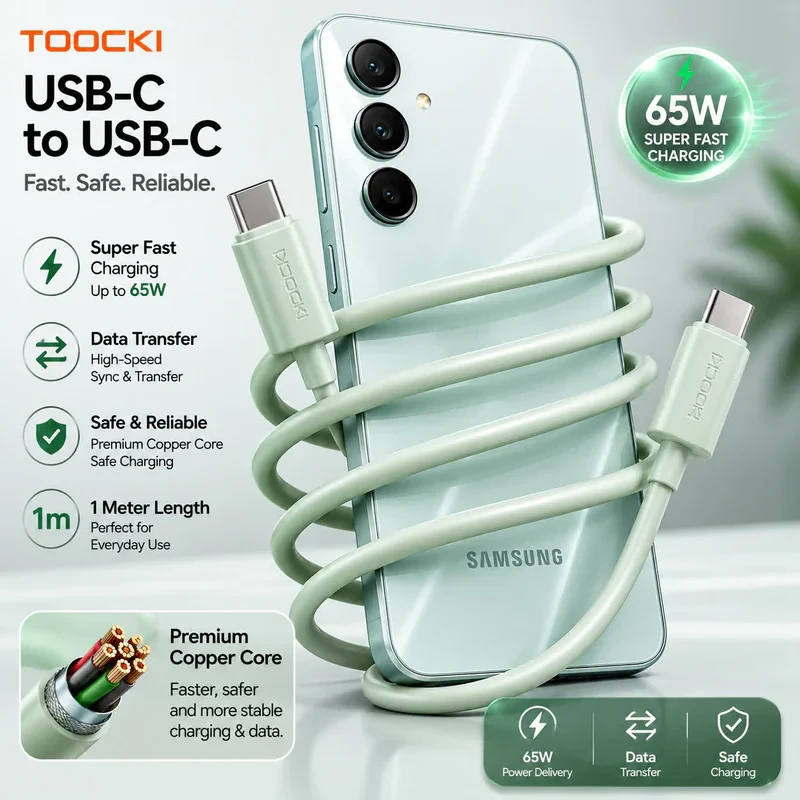 کابل شارژ USB-C توکی مدل 60W-A16 با طول ۱متر