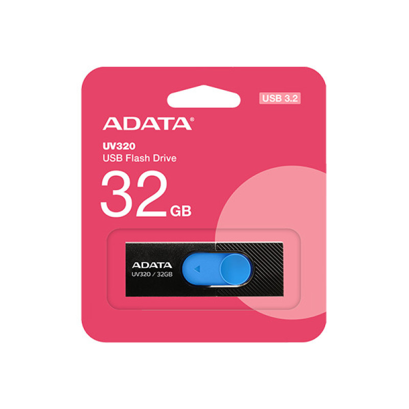 فلش مموری 32 گیگابایت ای دیتا مدل UV320 با درگاه USB 3.1 کشویی و سازگار با ویندوز، مک و لینوکس، مناسب انتقال سریع اطلاعات تا 10 گیگابیت بر ثانیه