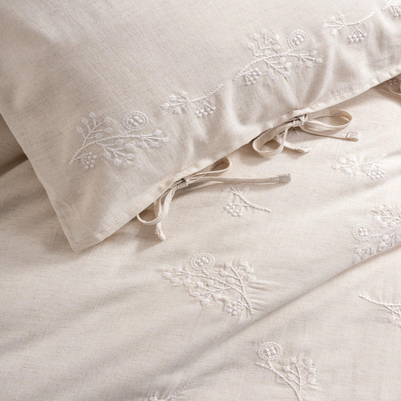 سرویس ملحفه دو نفره 6 تکه کاتن باکس مدل Cotton Keten Esmira Bej