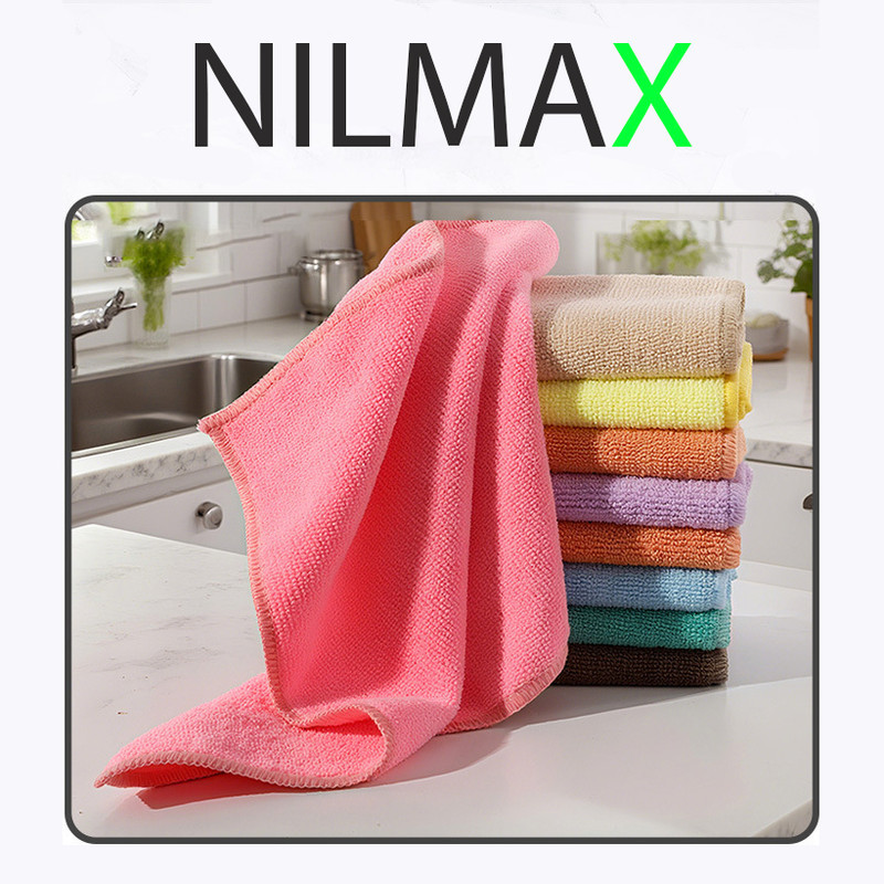 دستمال نظافت خانه و آشپزخانه میکروفایبر، حوله‌ای مدل NILMAX H008 بسته 5 عددی