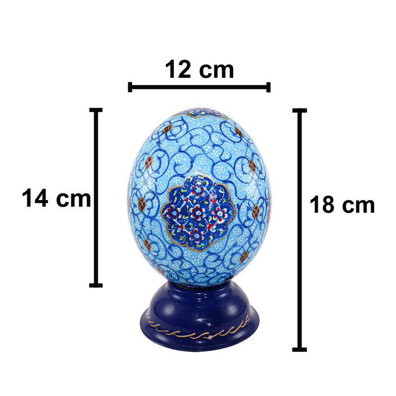تخم شترمرغ تزیینی صنایع دستی فاخر مدل مگنت دار طرح اسلیمی کد Bl1814