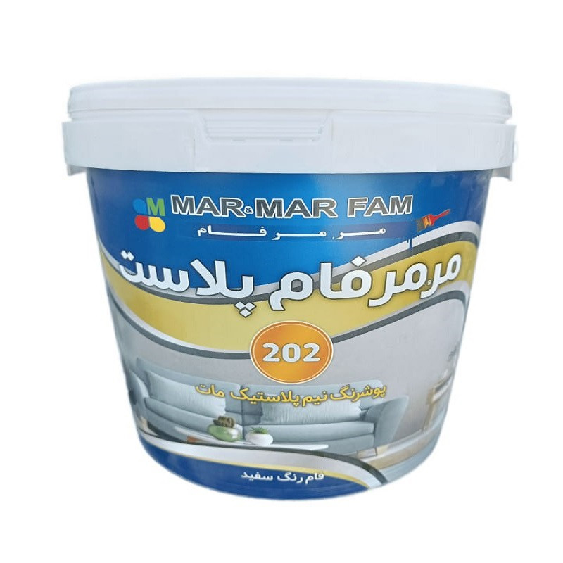 رنگ نیم پلاستیک سفید مات مرمرفام کد 202 وزن 12 کیلوگرم