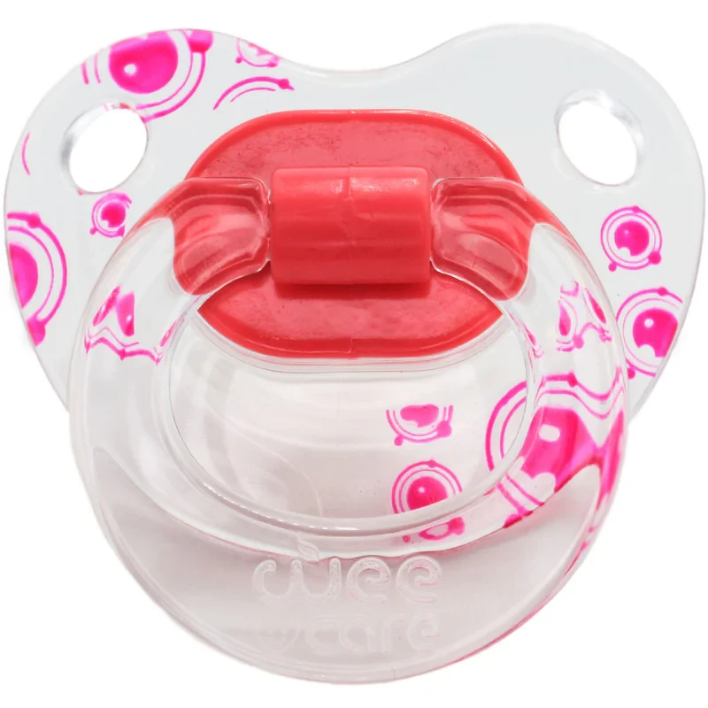 پستانک ارتودنسی وی کر مدل دسته دار شفاف چاپدار happy سایز +12 ماه کد P117