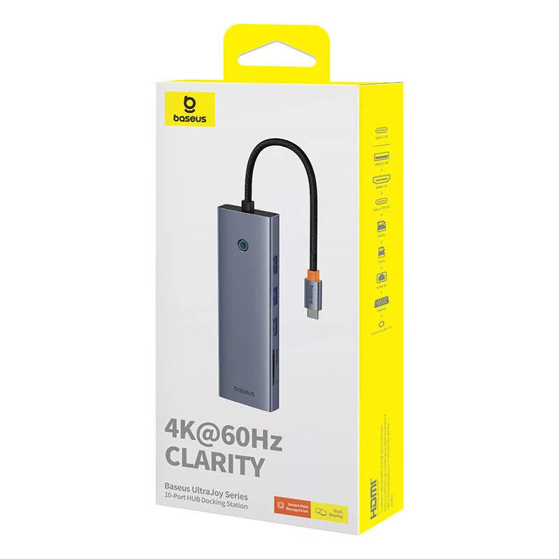 هاب 10 پورت USB-C بیسوس مدل Clarity New 4K 60HZ