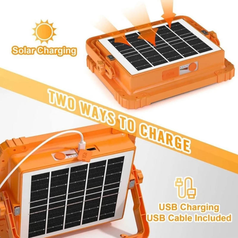 چراغ روشنایی مدل پروژكتور شارژی و خورشيدی 200w