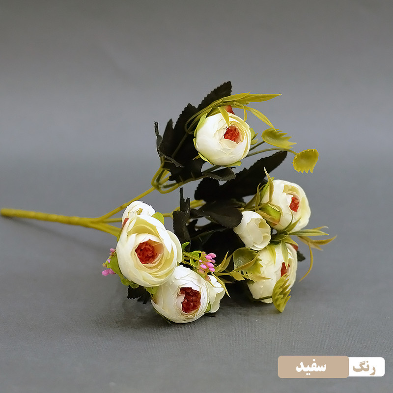 گل مصنوعی بوته نسترن، ابعاد 15x15x30 سانتی‌متر، وزن 30 گرم