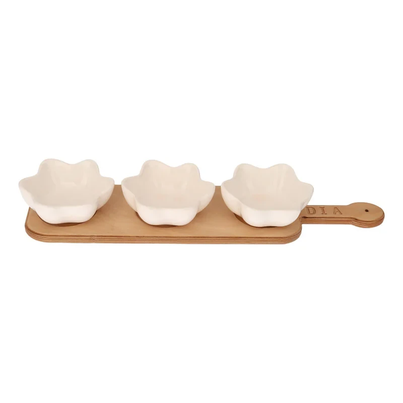 اردوخوری فانتزی مدل خورشید سرامیک و چوب با نگهدارنده 42.5x10.5x1.3 سانتی‌متر، کاسه 10.5x10.5x4 سانتی‌متر، مناسب شستشو با دست