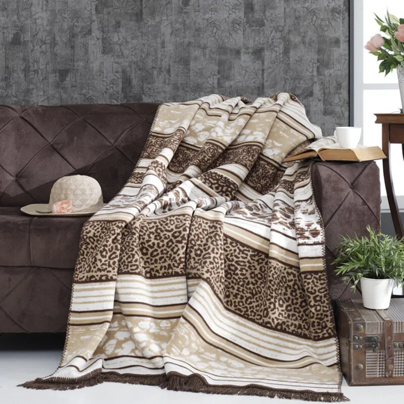 پتو ازدیلک مدل Pardus Bej سایز 180×220 سانتی متر
