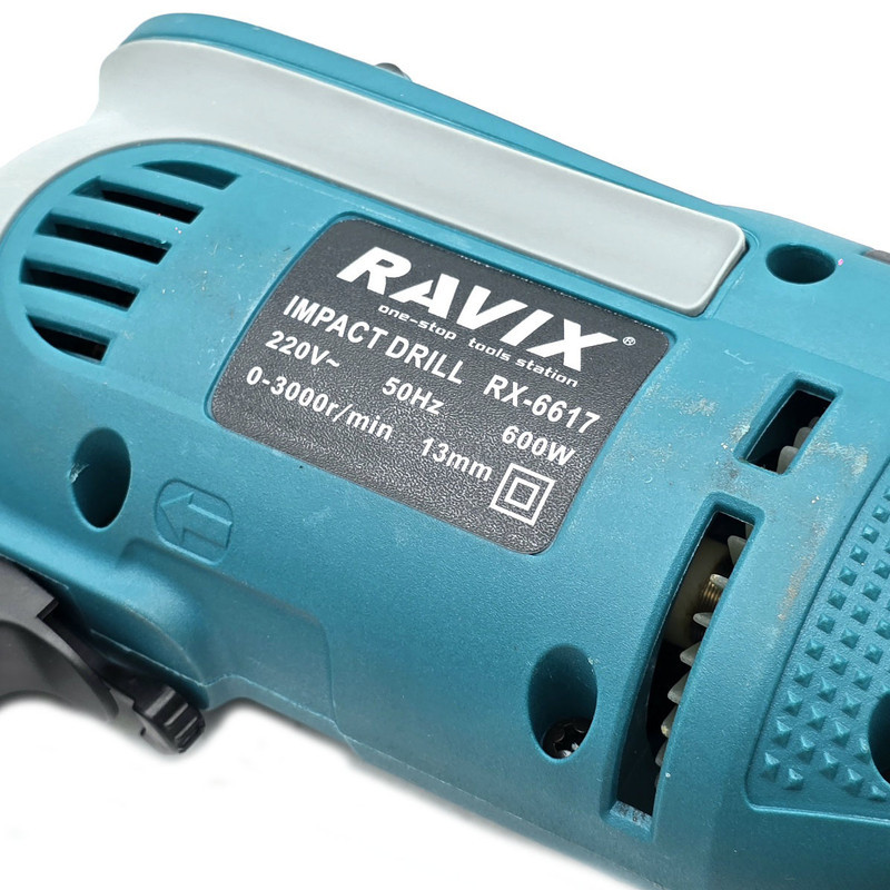 دریل چکشی برقی سه نظام 13 میلی متری 600 وات راویکس مدل RX-6617 مجموعه 30 عددی