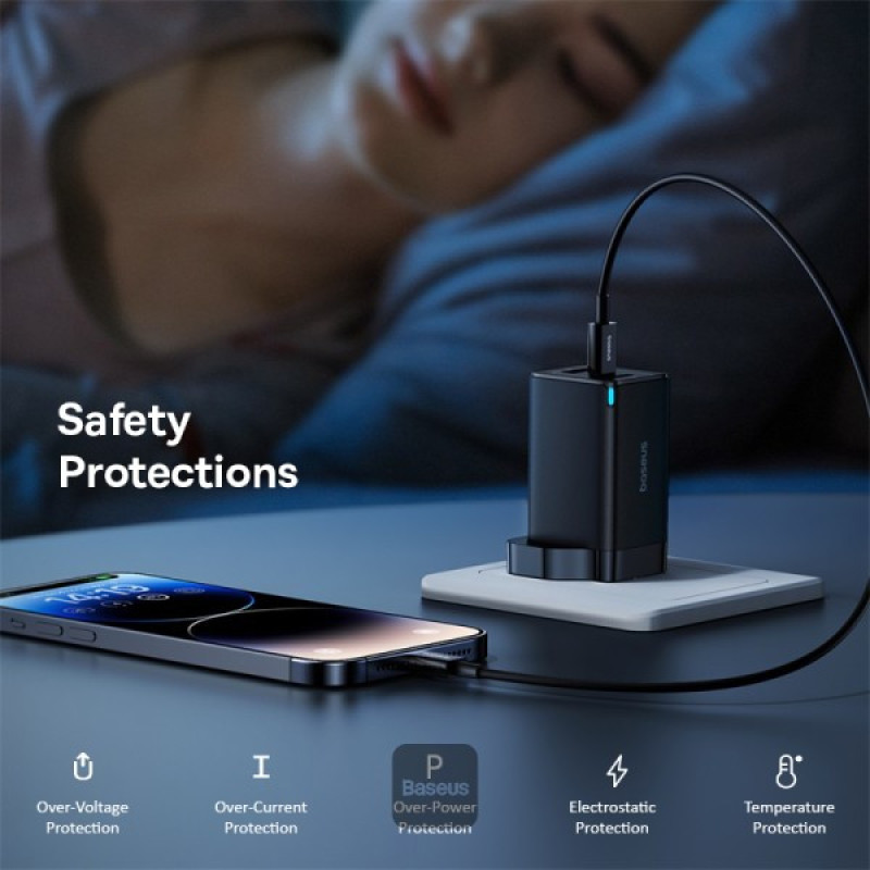 شارژر دیواری 65 وات بیسوس مدل CCGAN65UK به همراه کابل USB-C