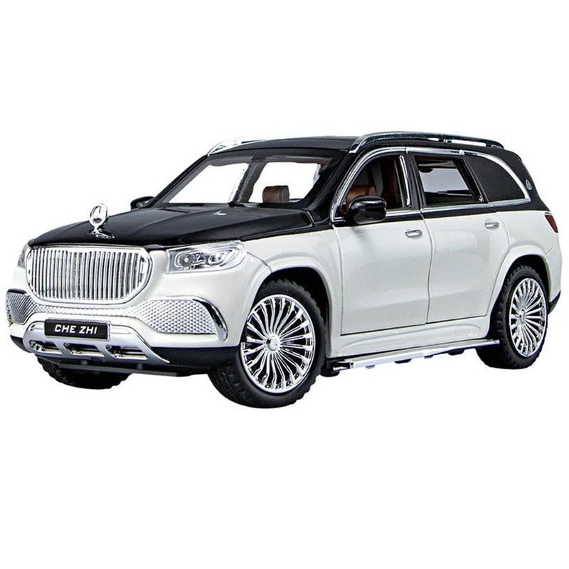 ماکت ماشین بازی فلزی شاسی‌بلند بنز GLS600 مقیاس 1:24 با طراحی دقیق، چراغ‌دار، دارای صدا و حرکت جلو و عقب