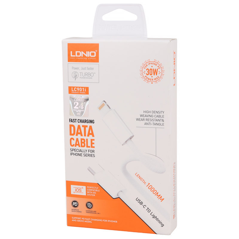 کابل تبدیل USB-C به Lightning الدینیو مدل LC901i طول 1 متر