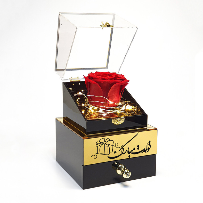 جعبه موزیکال مدل رز جاودان طرح تولدت مبارک کد M01