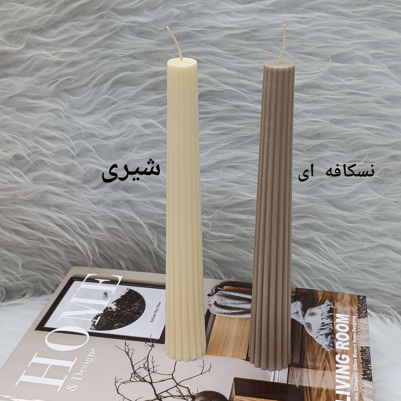 شمع مدل قلمی طرح شیاردار بسته 2 عددی