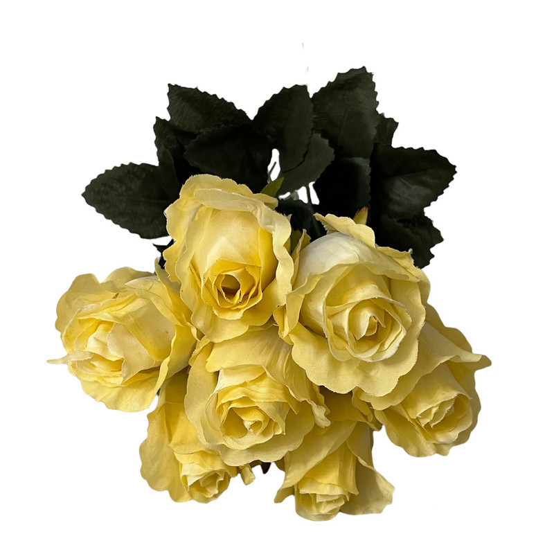 گل مصنوعی رز هلندی پارچه ای قابل شستشو، بسته 7 عددی، با طول شاخه 45 سانتی‌متر و عرض سرگل 5 سانتی‌متر
