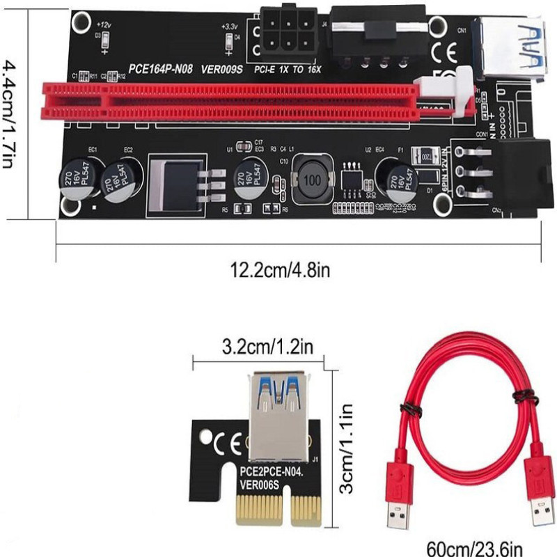رایزر کارت گرافیک تبدیل PCI EXPRESS X1 به X16 مدل 009s