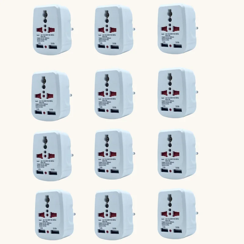 مبدل برق مدل 2USB-1500MA بسته 12 عددی