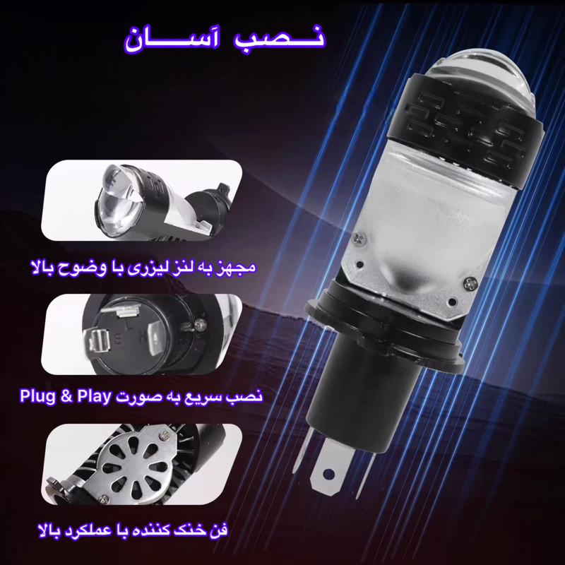هدلایت موتور سیکلت مدل H4 Mini LED Lens