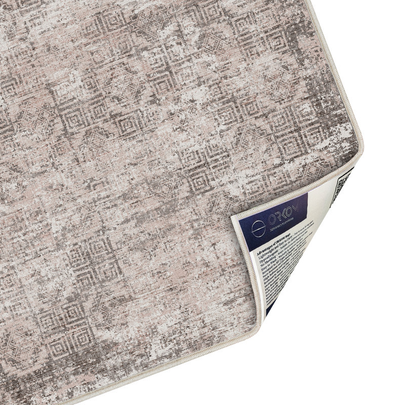 فرش ماشینی 1000 شانه اورکوم زمینه کرم حاشیه قهوه ای طرح مینیمال ترنم کد OR.1123.02