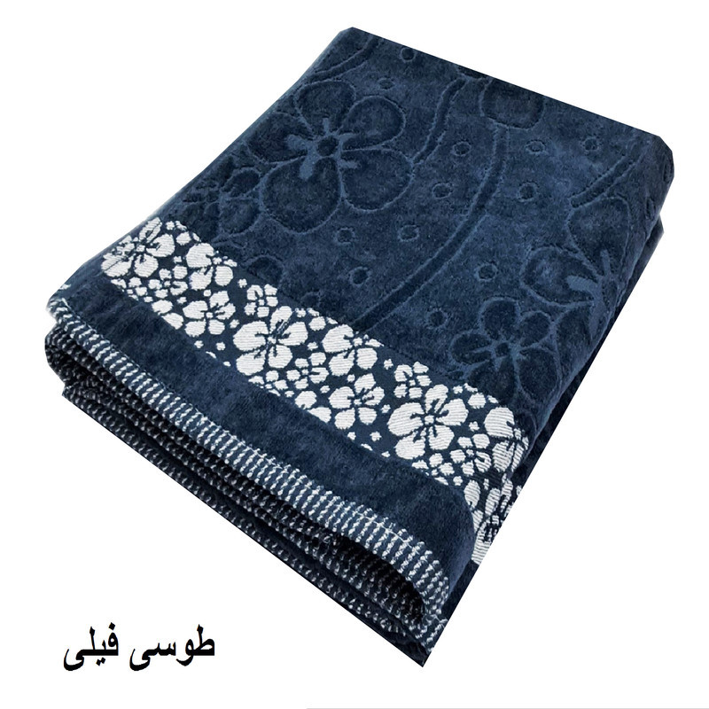 حوله حمام هنرمند طرح نیلوفر کد HS-2025 سایز 100x150 سانتی متر