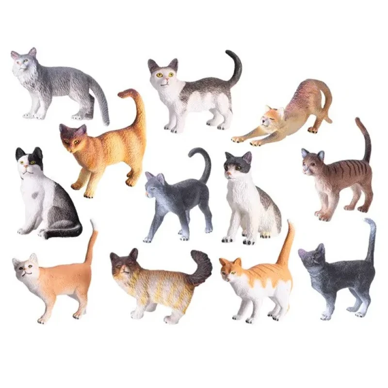 فیگور مدل گربه طرح PET کد CA952 ارتفاع 8 سانتی‌متر مجموعه 12 عددی