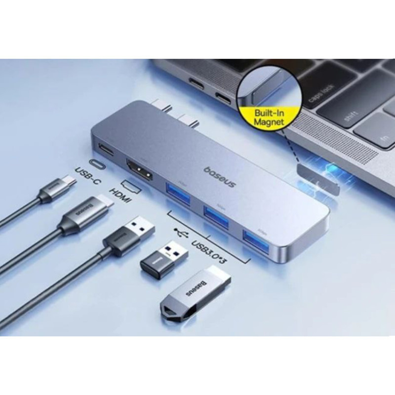 هاب 5 پورت USB-C بیسوس مدل  BS-OH180  Direct Link Type