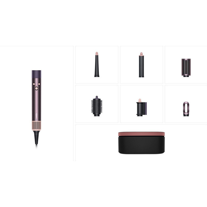 سشوار برس‌دار حالت‌دهنده 1300 وات دایسون مدل Airwrap id HS08، موتور AC، وزن 650 گرم، دارای سری شانه‌دار، سری برس‌دار گرد پهن، خشک‌کن ملایم با ویژگی فرکنندگی، صاف‌کنندگی، حجم‌دهندگی، با قابلیت فناوری تولید یون