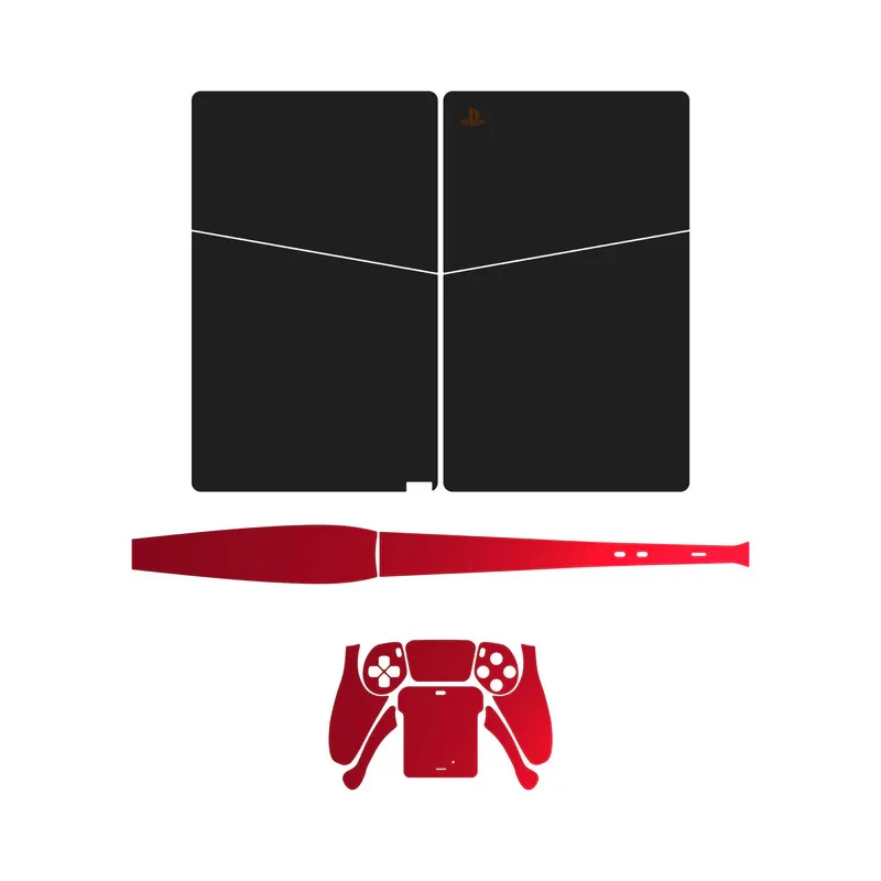 برچسب کنسول و دسته بازی PS5 Slim Digital Edition ماهوت مدل Matte Black_Matte Warm Red