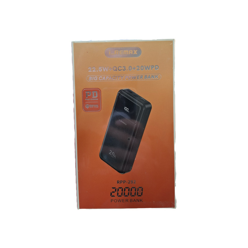 پاوربانک 22 وات ریمکس مدل RPP-292 ظرفیت 20000 میلی‌آمپرساعت