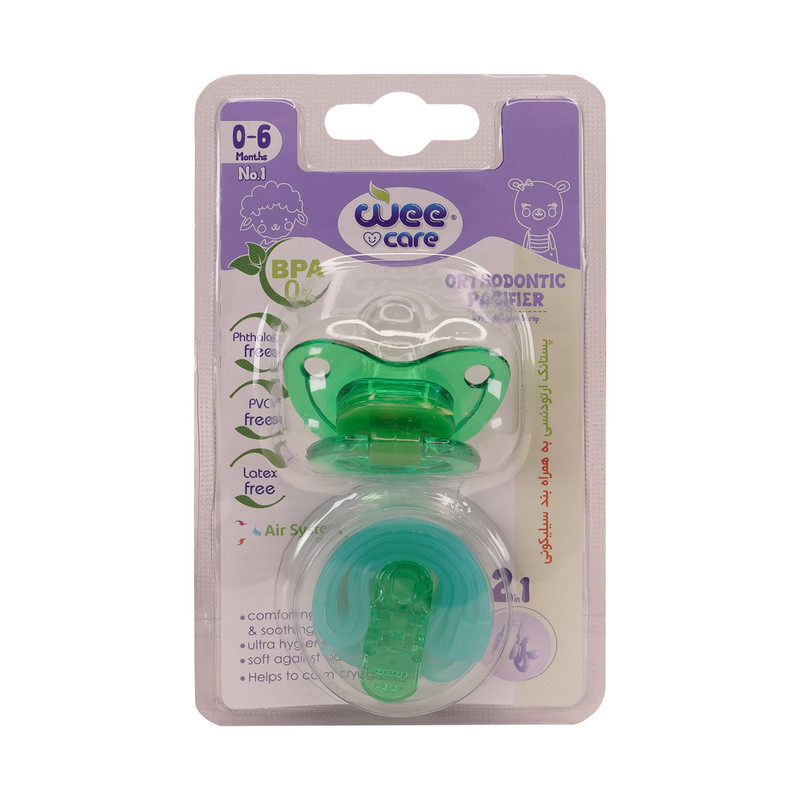 پستانک ارتودنسی وی کر مدل شفاف Fancy سایز 0-6 ماه کد P150 به همراه بند