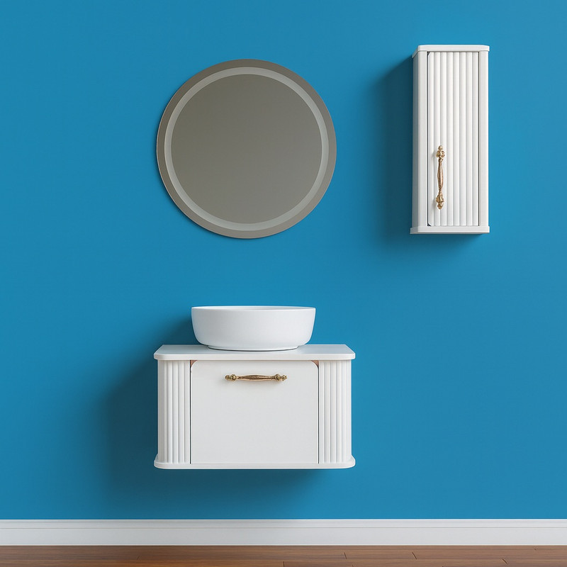 ست کابینت و روشویی دیواری مدل فلور به همراه آینه