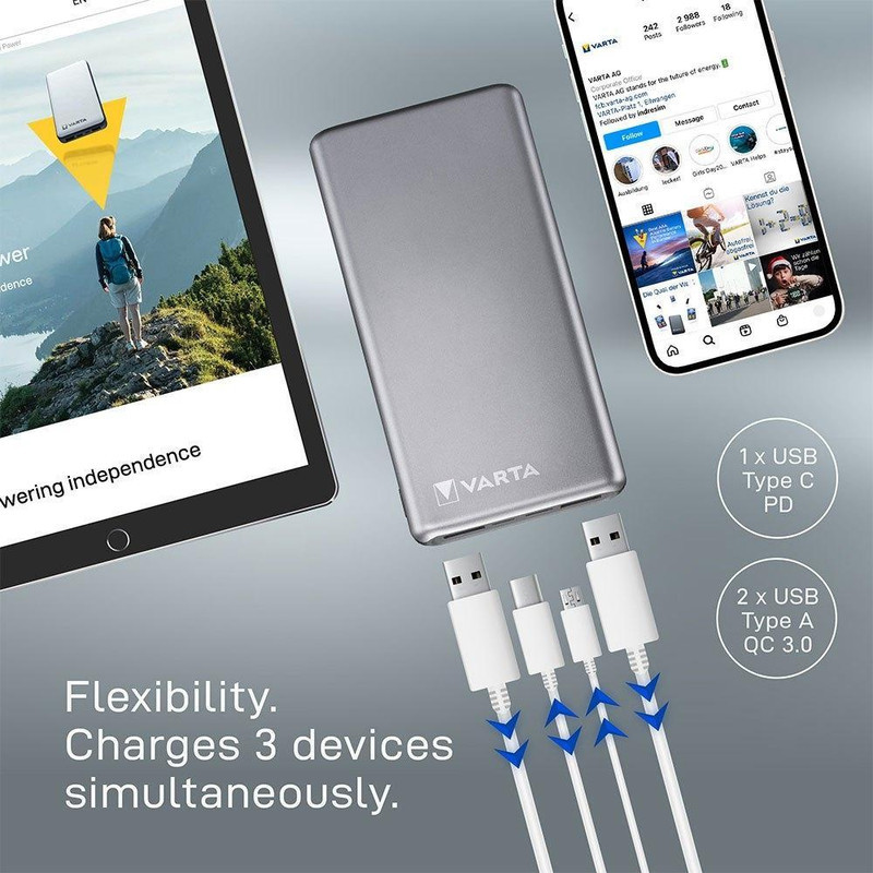 پاوربانک وارتا مدل Fast Energy با ظرفیت 15000 میلی آمپر ساعت