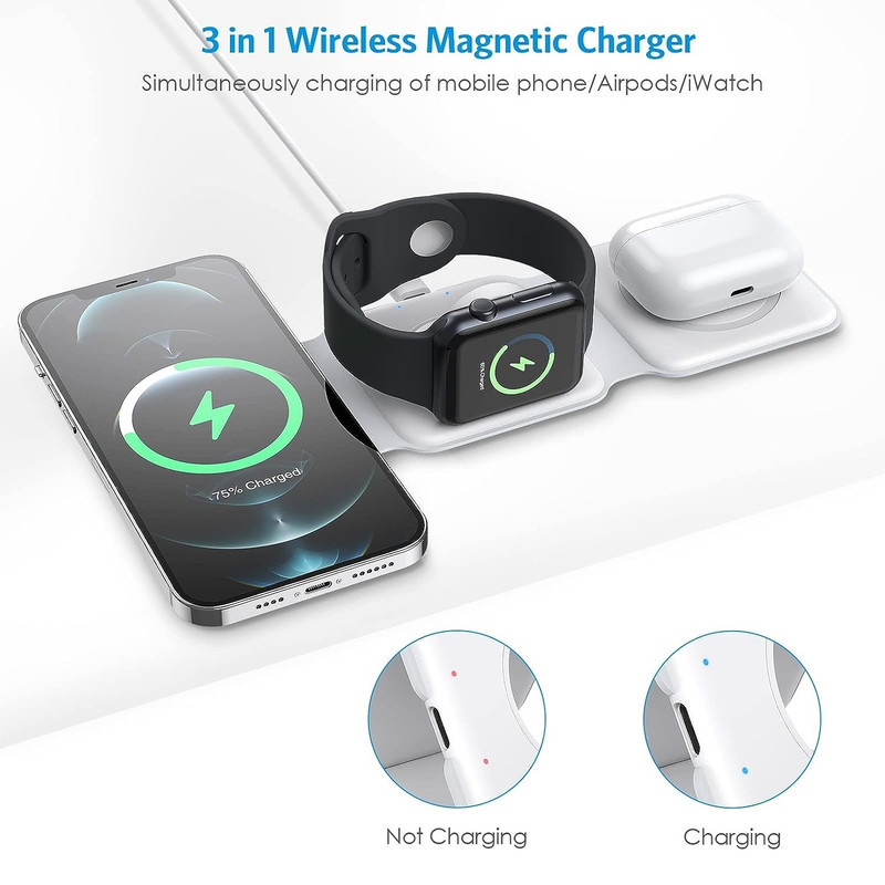 شارژر بی سیم مدل  3in1 magnetic wireless charger