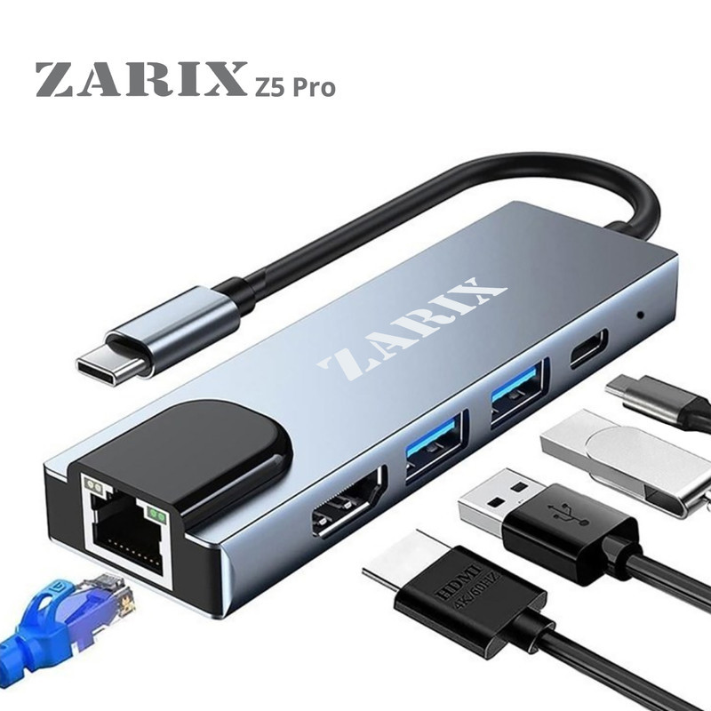 هاب 5 پورت USB-C زاریکس مدل Z5 Pro