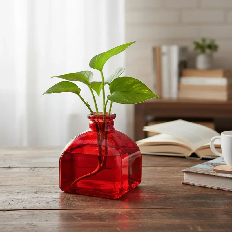 گلدان دکوری شیشه‌ای مدل SD33 مناسب قلمه زدن گیاهان، استفاده برای گل طبیعی، خشک و مصنوعی، ابعاد 9x8x8 سانتی‌متر، قطر دهانه 2 سانتی‌متر، وزن 190 گرم