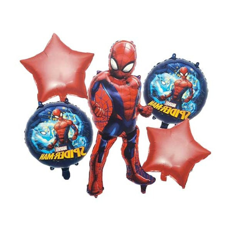 بادکنک فویلی مدل مرد عنکبوتی کد Spiderman5pcB4 مجموعه 5 عددی