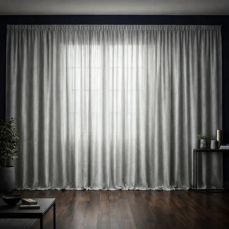 پرده تیکو دکو مدل دوخت ساده حریرکتان ژاکارت طرح محو سایز 280 × 700 سانتی‌متر