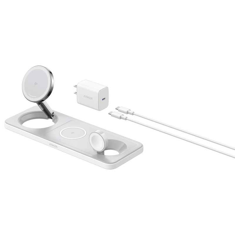 شارژر رومیزی انکر مدل MagGo Wireless Charging به همراه شارژر دیواری 40 وات انکر و کابل USB-C به طول 1.5 متر