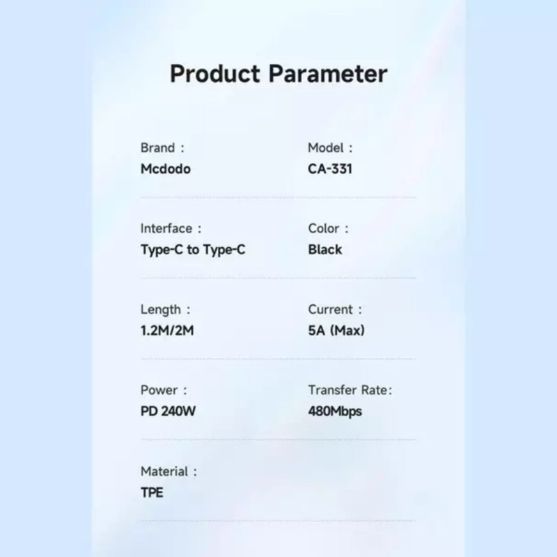 کابل تبدیل USB-C مک دودو مدل CA-3310 240w طول 1.2 متر