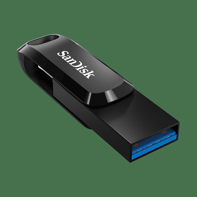 فلش مموری سن دیسک مدل Ultra Dual Drive Go ظرفیت 32 گیگابایت با دو رابط USB 3.2 و USB-C، سرعت خواندن 150 مگابایت بر ثانیه، بدنه فلزی، سازگار با گوشی، تبلت، کامپیوتر و مک