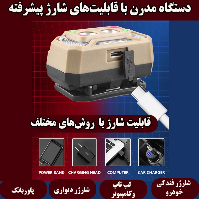 چراغ پیشانی مدل T129 با نور چند رنگ