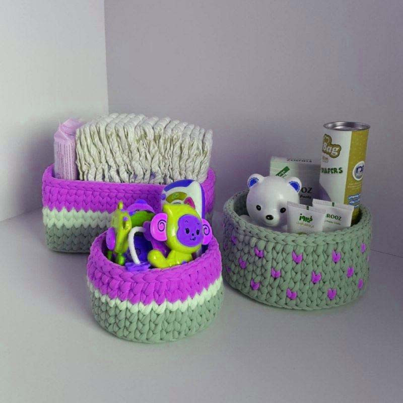 ست سبد وسایل کودک مدل Kids Storage Basket-04 مجموعه 3 عددی