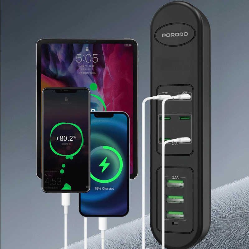 شارژر رومیزی 50وات پرودو مدل 50W Multi-Port USB Charging HUB