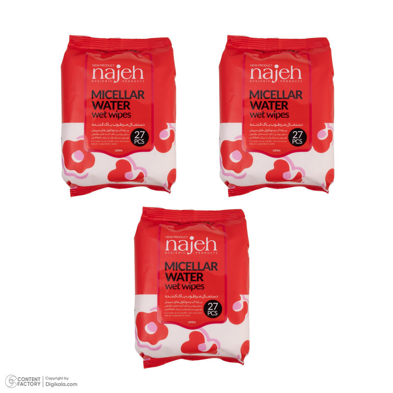 دستمال مرطوب ناژه مدل Micellar Water سه بسته 27 عددی