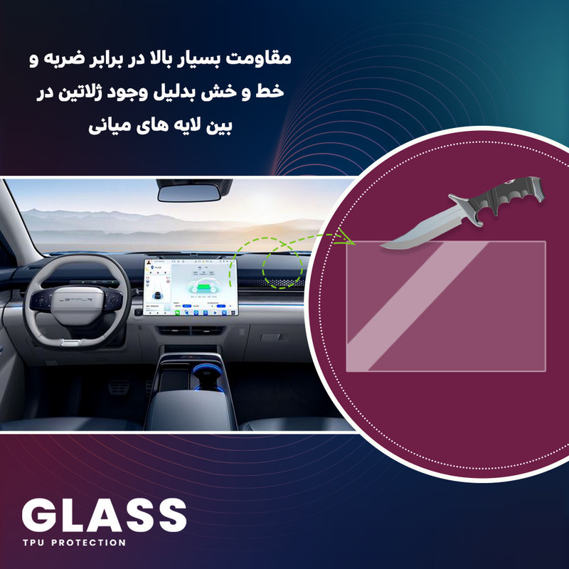 محافظ صفحه نمایش خودرو گلس مدل Resistant-Matte مناسب برای مانیتور سورن پلاس