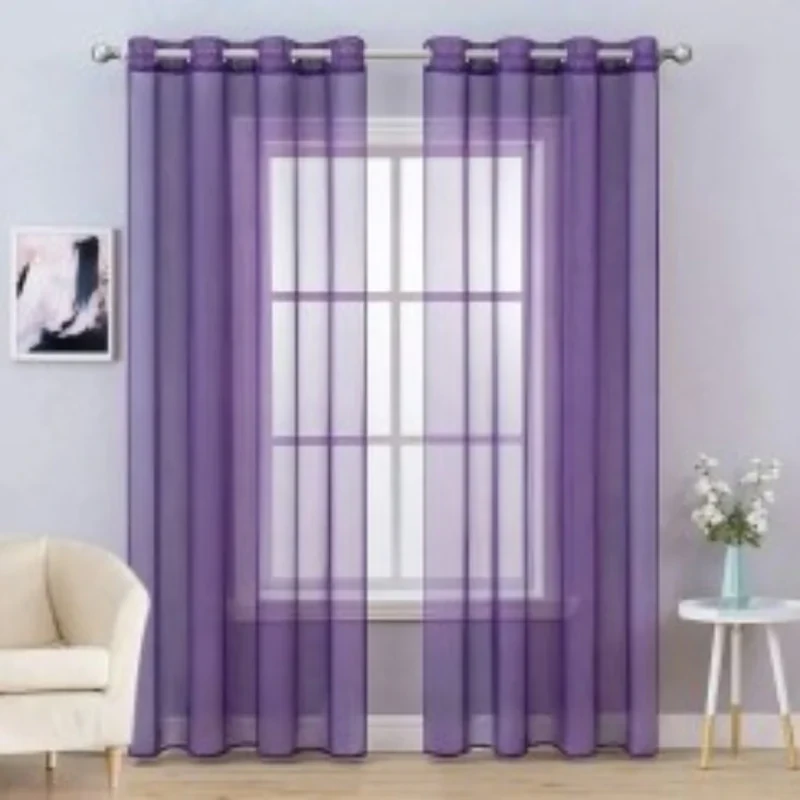 پرده پانچ مدل حریر شیشه ای مات سایز 275 × 140 سانتی‌متر مجموعه دو عددی