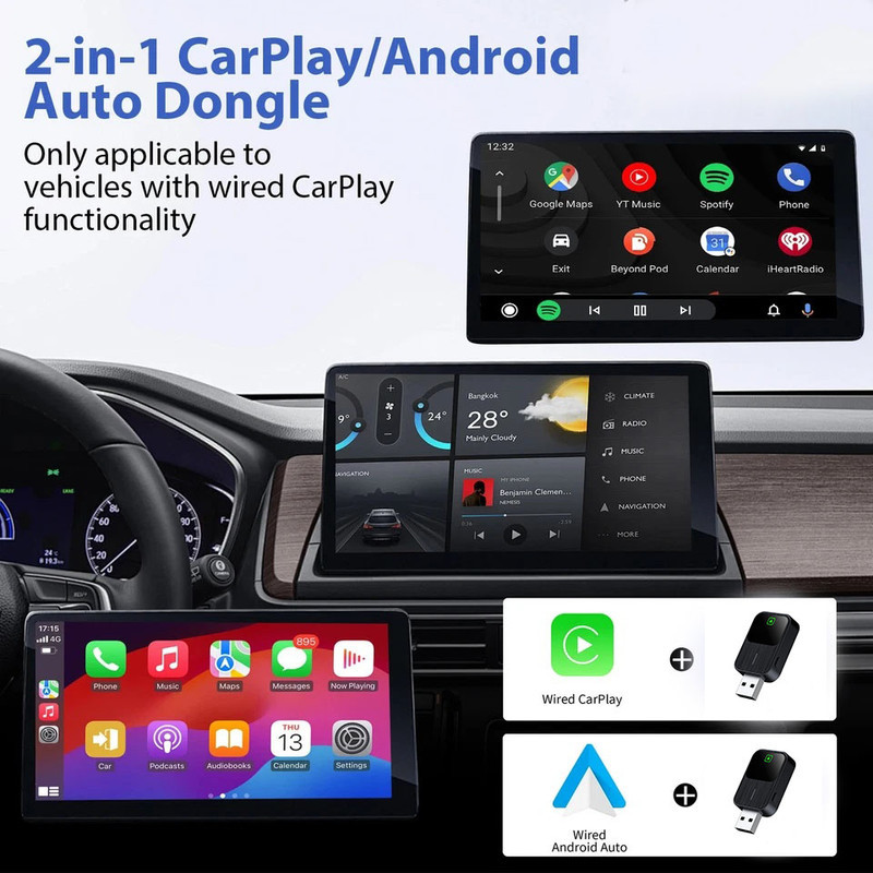 کارپلی و اندروید اتو مدل k2 2in1 CarplayAndroid Auto