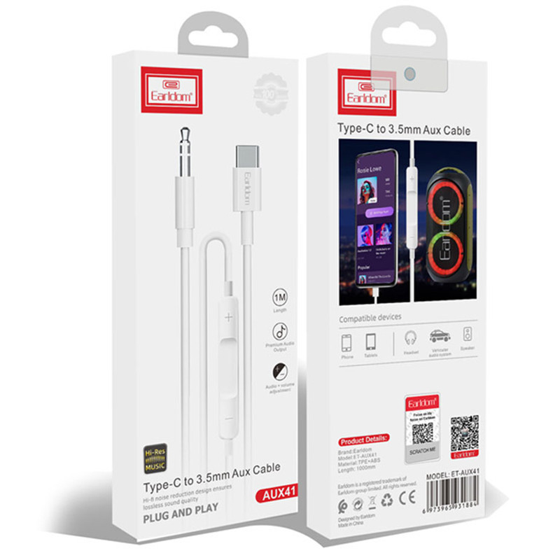 کابل تبدیل USB-C به AUX ارلدام مدل AUX41 طول 1 متر