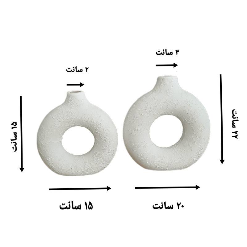 گلدان دکوری مدل dunat بسته 2 عددی با بدنه قابل شست‌وشو، رنگ ثابت و طراحی پتینه‌دار مناسب دکوراسیون مینیمال و هدیه